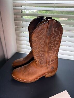 Double–H Gel Ice Work Western Leather Boot Dh1552 8 1/2 3E Made In USA Brown